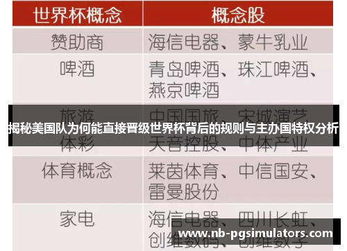 揭秘美国队为何能直接晋级世界杯背后的规则与主办国特权分析 揭秘美国队为何能直接晋级世界杯背后的规则与主办国特权分析